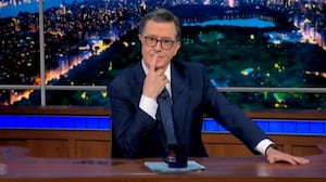 The Late Show with Stephen Colbert, Colbert after the band played Peanuts music.