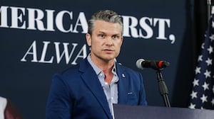 Secretary of War Pete Hegseth speaks on stage during an America First Workers Special Event on May 18, 2026 in Hebron, Kentucky. Hegseth, who came to support Ed Gallrein, Republican congressional candidate for Kentucky, for a campaign event held one day before Kentucky's Primary Election, where Trump-endorsed Gallrein is running against incumbent Thomas Massie.