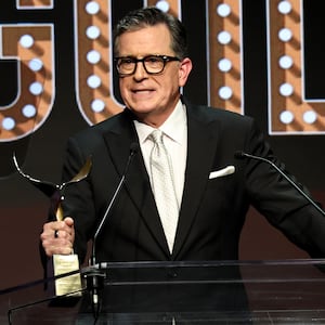 Stephen Colbert speaks during the 2026 Writers Guild Awards New York Ceremony at Edison Ballroom on March 08, 2026 in New York City.