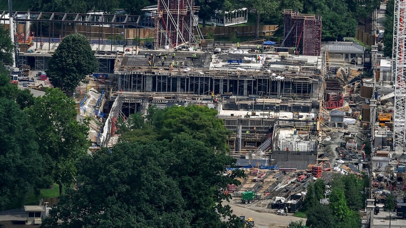 Construction continues on the planned White House ballroom where the East Wing one stood in Washington, D.C., U.S., July 11, 2026. REUTERS/Daniel Heuer