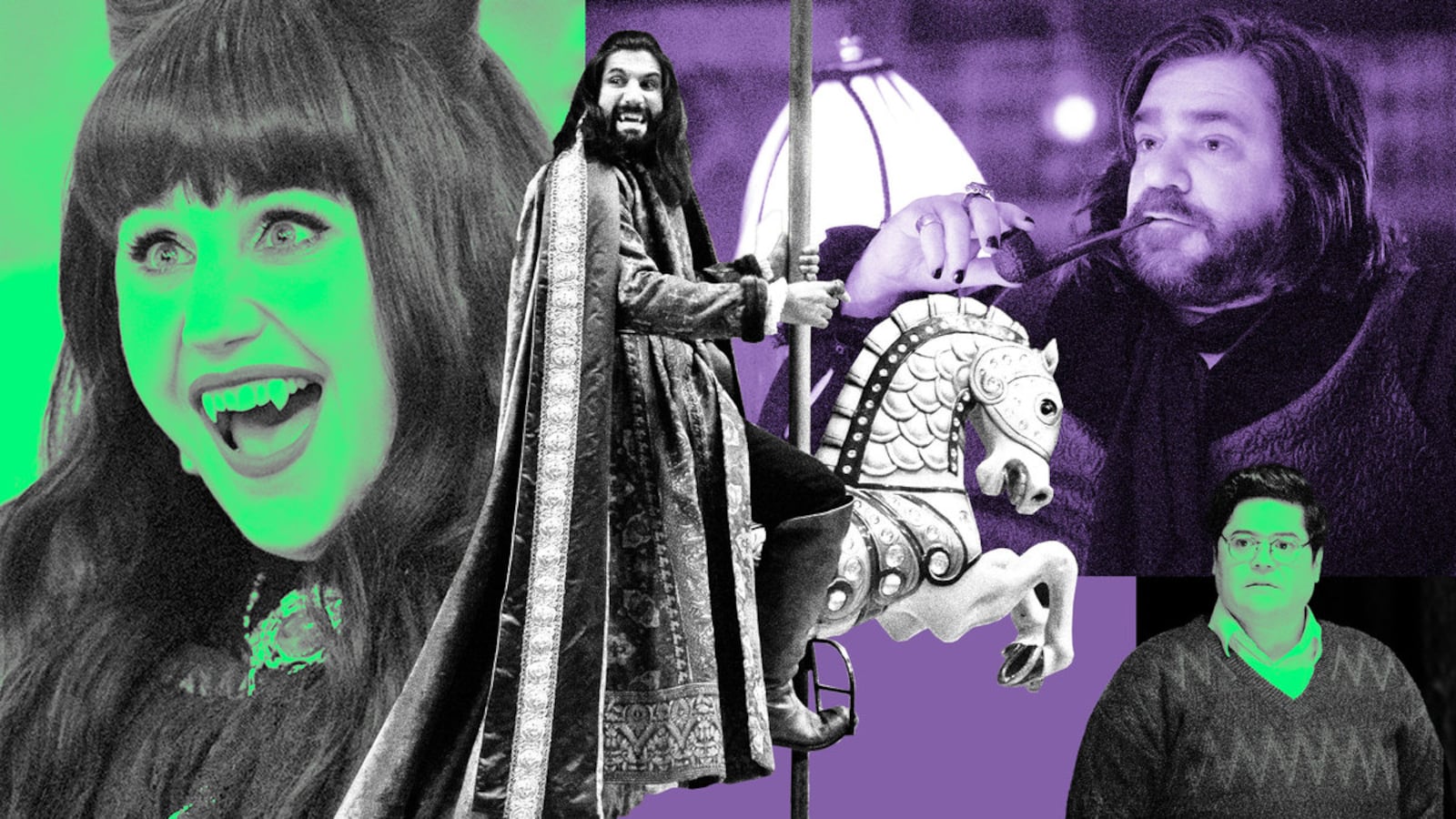 A photo illustration featuring the stars of ‘What We Do in the Shadows’