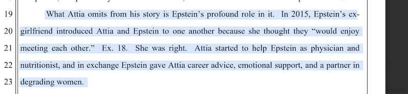 An excerpt from the lawsuit provided to the Daily Beast.