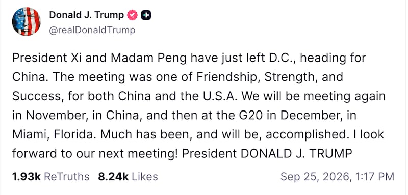 Trump claims much has been accomplished after Xi meeting but provides zero details.