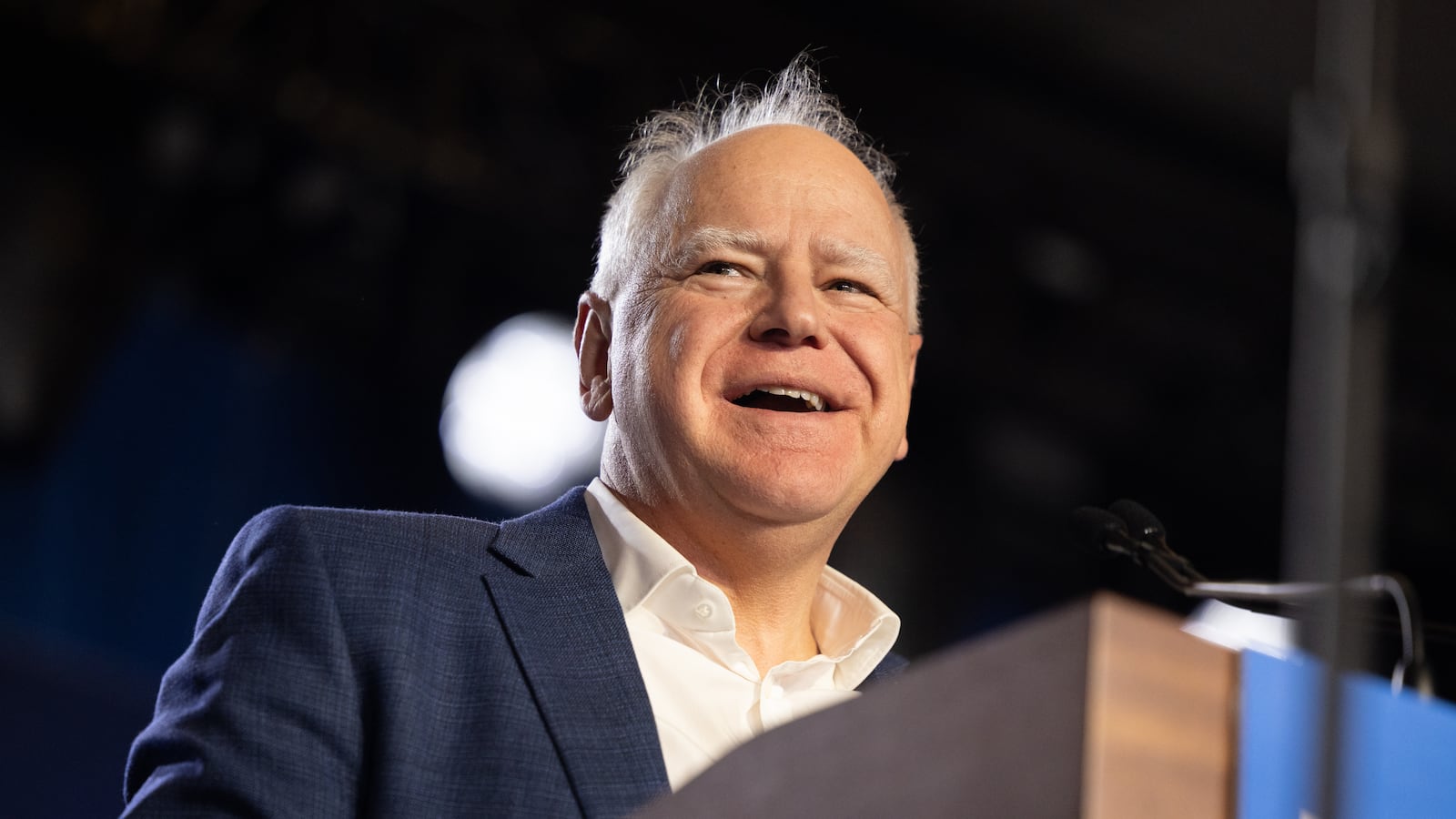 GEORGIA, UNITED STATES - NOVEMBER 3: Governor Tim Walz (D-MN) speaks at a campaign rally in Cobb County, Georgia on November 3, 2024.
