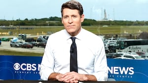 Tony Dokoupil anchors the launch of Artemis II from the CBS News bureau at the Kennedy Space Center in Florida on April 1, 2026.