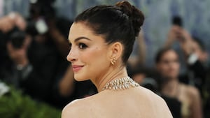 Anne Hathaway poses during the Met Gala, an annual fundraising gala held for the benefit of the Metropolitan Museum of Art's Costume Institute with this year's theme 'Costume Art' in New York City, New York, U.S., May 4, 2026.