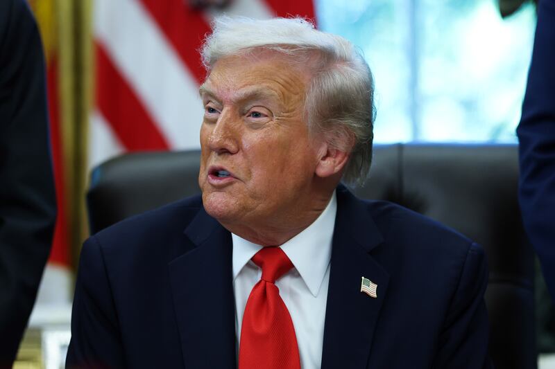 President Donald Trump said on Tuesday that he would "love" to meet with Democrats but not until they ended the government shutdown. He has indicated he has no interest in negotiating health care as part of the deal.