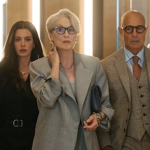 Anne Hathaway, Meryl Streep, and Stanley Tucci in "The Devil Wears Prada 2"