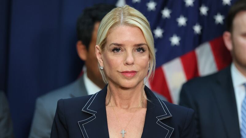 NEW YORK, NEW YORK - AUGUST 25: U.S. Attorney General Pam Bondi attends a press conference at the U.S. Attorney’s Office on August 25, 2025 in the Brooklyn Heights neighborhood of the Brooklyn borough in New York City. Attorney General Bondi announced the guilty plea of Sinaloa cartel co-founder Ismael “El Mayo” Zambada Garcia on federal crimes alongside other law enforcement officials including the U.S. Attorney for the Eastern District of New York Joseph Nocella, Jr., Drug Enforcement Administrator Terrance C. Cole, Homeland Security Investigations Acting Executive Associate Director Derek W. Gordon, and Federal Bureau of Investigation Operations Director Chad Yarbrough.  (Photo by Michael M. Santiago/Getty Images)