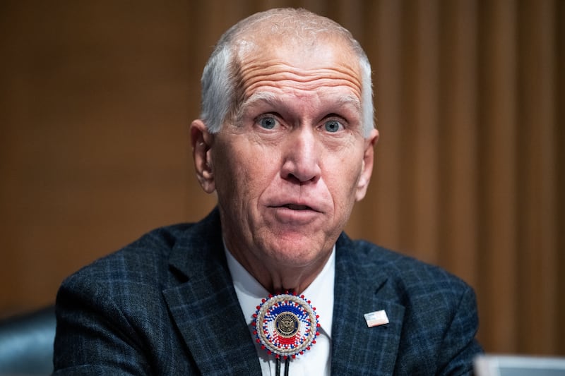 Thom Tillis speaks during a Senate Banking, Housing and Urban Affairs Committee confirmation hearing in Dirksen building on Thursday, October 30, 2025.