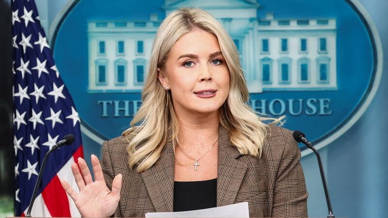 White House press secretary Karoline Leavitt speaks to reporters about the killing of conservative commentator Charlie Kirk during a briefing in Washington, D.C., U.S., September 22, 2025. REUTERS/Kevin Lamarque