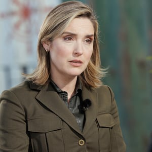 EAGLE PASS - JANUARY 3: Face the Nation moderator and CBS News chief foreign affairs correspondent Margaret Brennan interviews Speaker of the House Mike Johnson in Eagle Pass, Texas. (Photo by Josh Huskin/CBS via Getty Images)