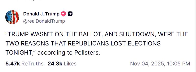 Trump offers case for Republican disappointment in 2025 elections.