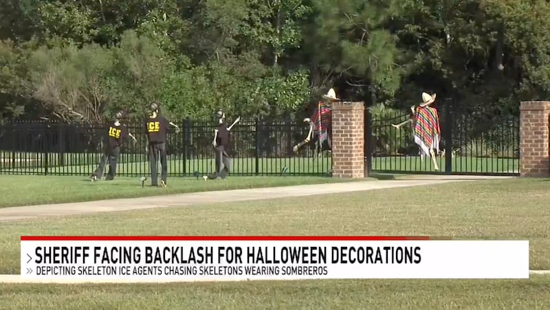 Halloween decorations at Mobile Sheriff Paul Burch's house, via NBC15 News.