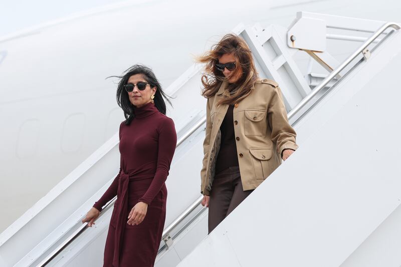 Second Lady Usha Vance (left) and First Lady Melania Trump (right)