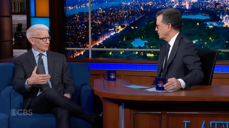 Anderson Cooper and Stephen Colbert