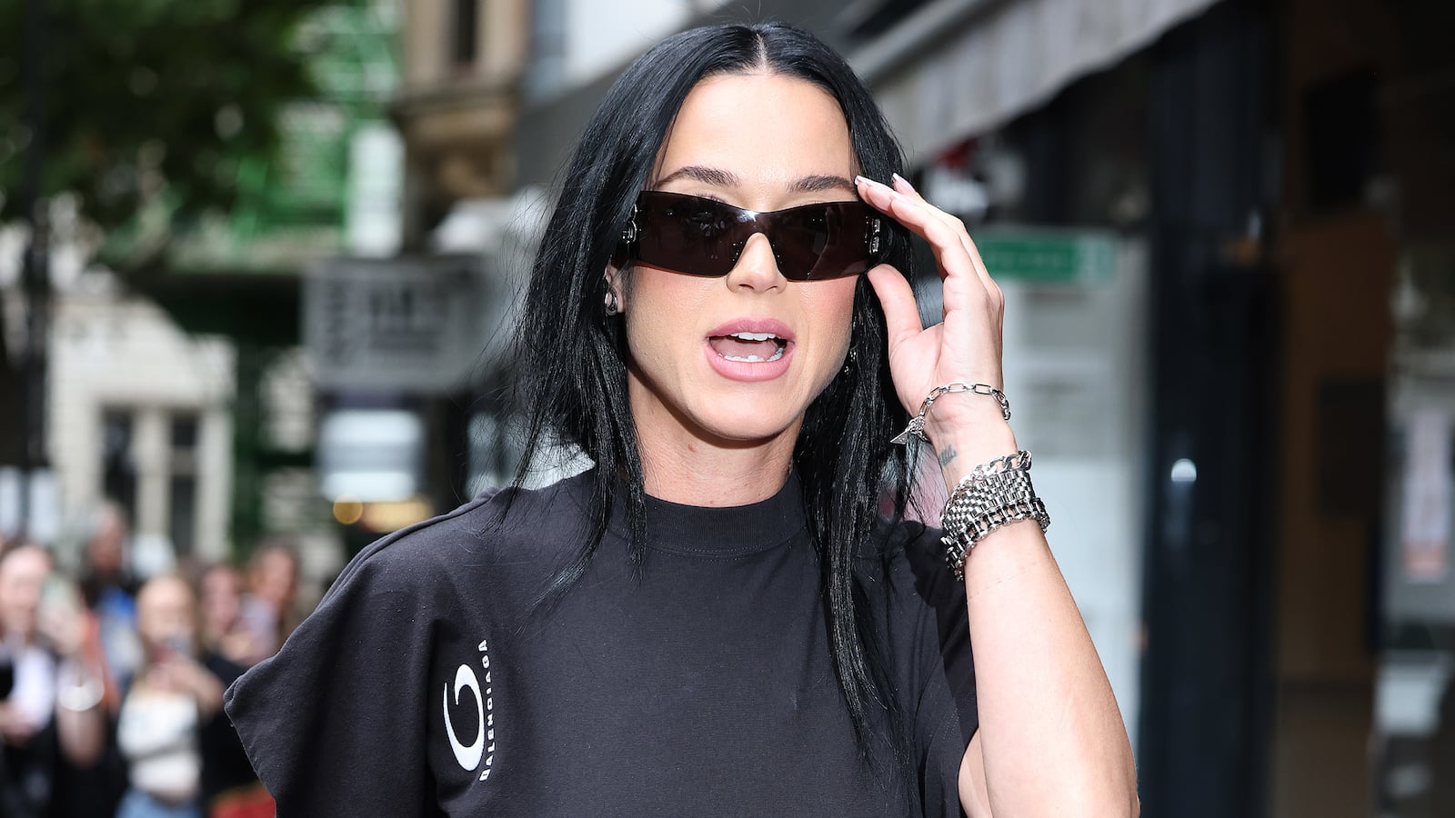 Katy Perry wearing sunglasses in London.