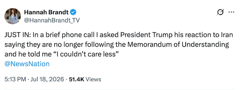 Hannah Brandt on her call with Donald Trump.