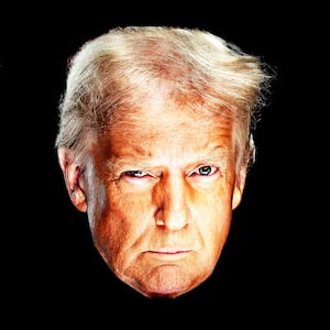 Donald Trump's presidential portrait on a black background