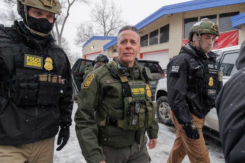 US Customs and Border Patrol Commander Gregory Bovino in a gas station parking lot in Minneapolis, Minnesota on January 21, 2026