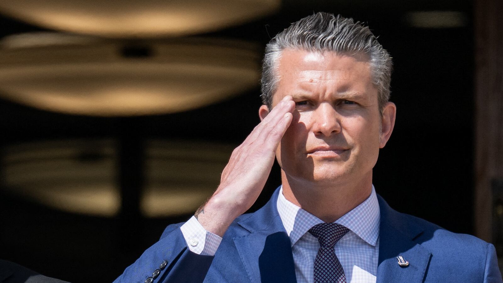 Pete Hegseth salutes in Washington, D.C.
