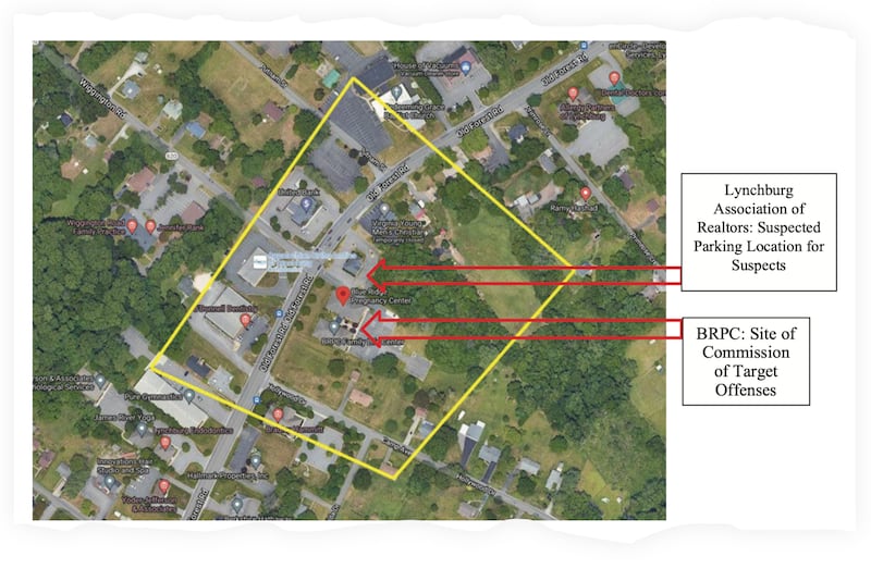 A map showing the area the FBI asked Google to search for users who were in the vicinity of the alleged crime scene