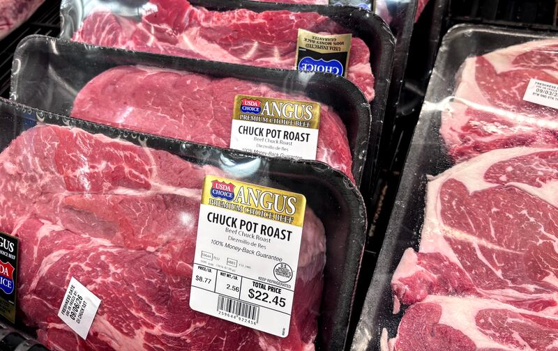 Packaged meat is displayed for sale at a supermarket in Houston, Texas, on September 2, 2026.