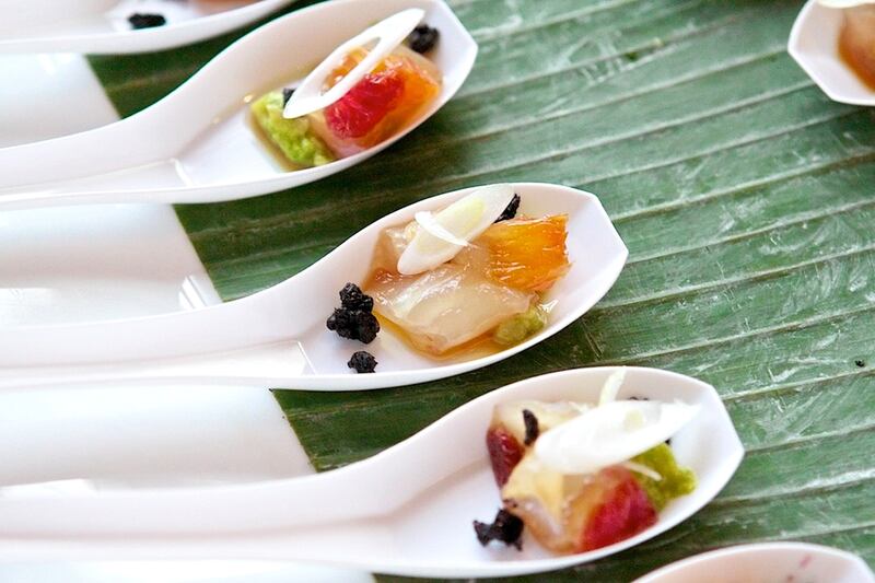 galleries/2012/04/29/the-2012-luckyrice-festival-celebrity-chefs-discuss-the-asian-food-craze-photos/asain-food-ma-peche-fluke-tartare-with-avocado-blood-orange-black-rice_iyqj3g