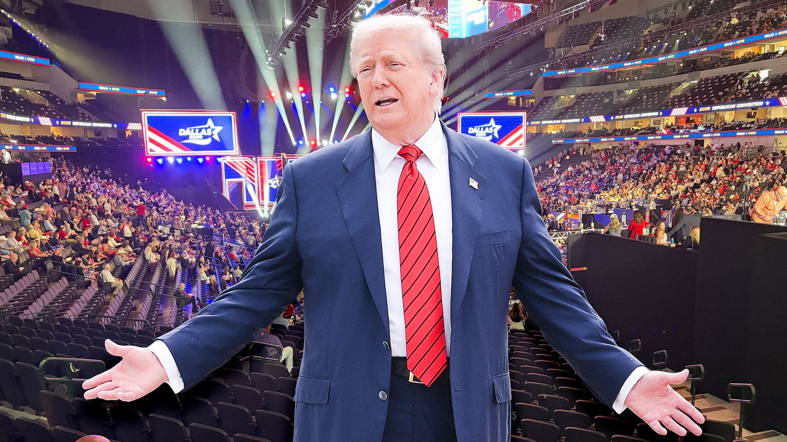 Trump and empty seats at the Midterm Convention in Dallas, TX.