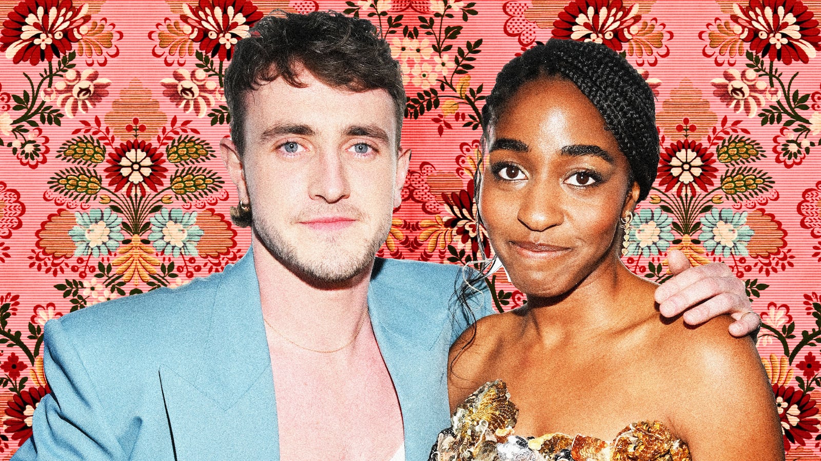 Photo illustration of Ayo Edebiri and Paul Mescal