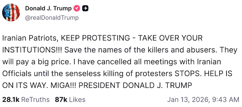 Donald Trump on Truth Social