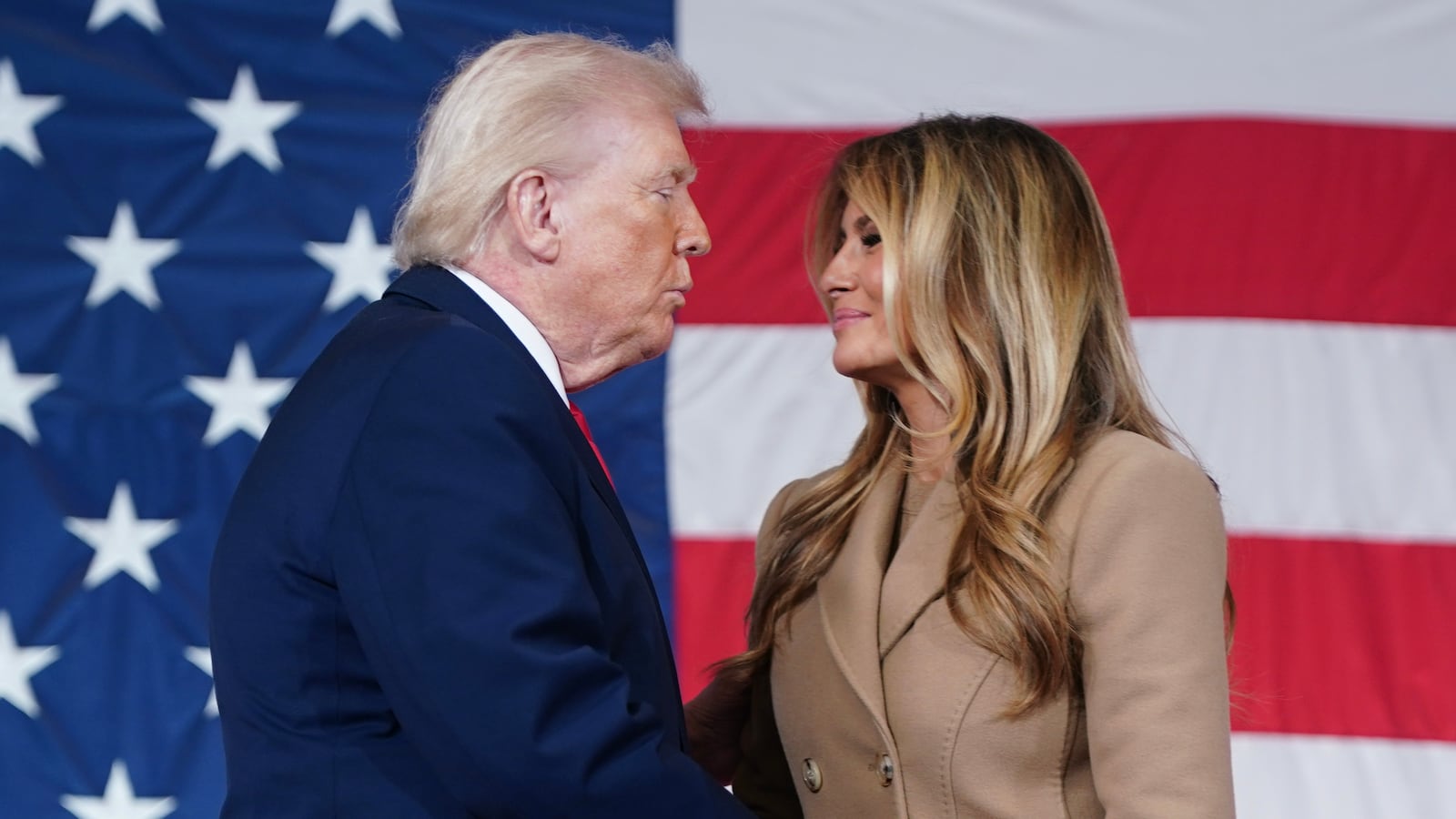 FORT BRAGG, NORTH CAROLINA - FEBRUARY 13: U.S. President Donald Trump and first lady Melania Trump visit the Fort Bragg U.S. Army base on February 13, 2026 in Fort Bragg, North Carolina. Trump visited the base to honor special forces involved in the military operation in Venezuela in early 2026. (Photo by Nathan Howard/Getty Images)
