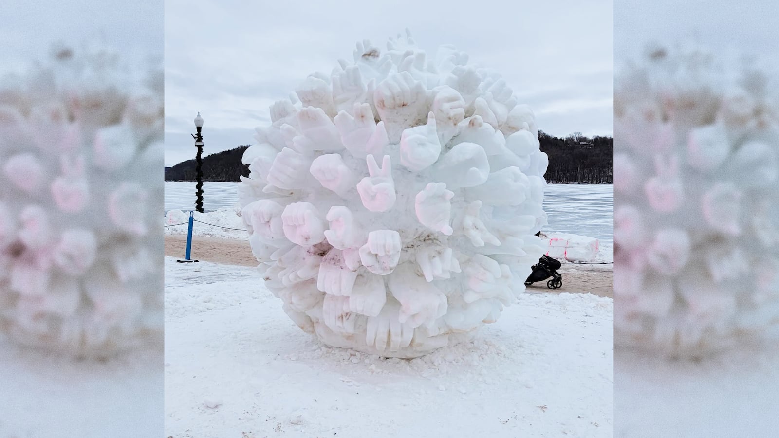 Team USA’s snow sculpture “Call to Arms” was removed from Lowell Park on Monday, Jan. 26, 2026.