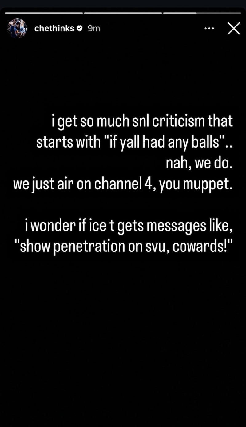 A screenshot of Michael Che's Instagram story.