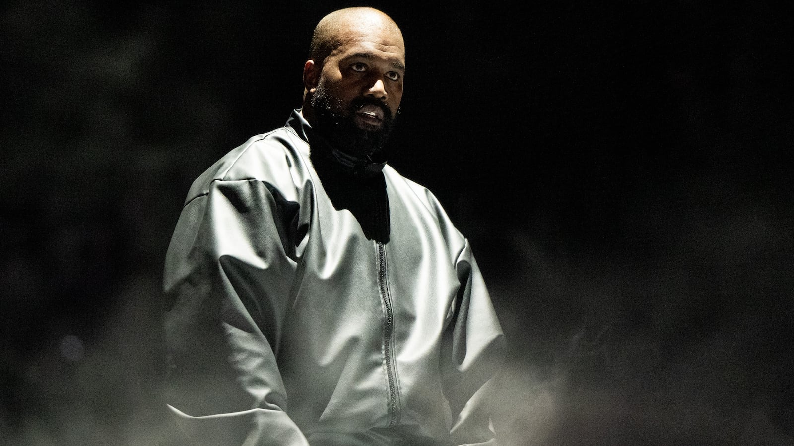 INGLEWOOD, CALIFORNIA - MARCH 14: Rapper Kanye West performs onstage during the "Vultures 1" playback concert during Rolling Loud 2024 the at Hollywood Park Grounds on March 14, 2024 in Inglewood, California. (Photo by Scott Dudelson/Getty Images)