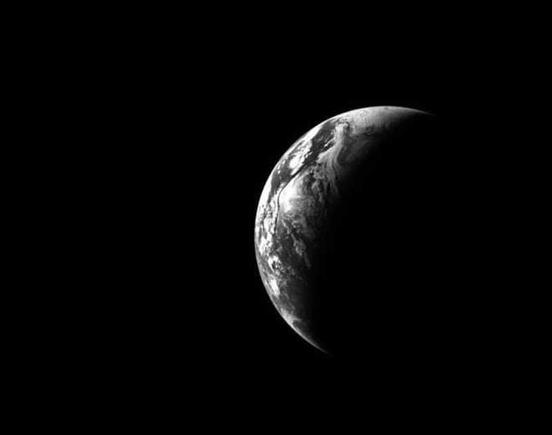 Black and white image taken from the Artemis II. NASA.