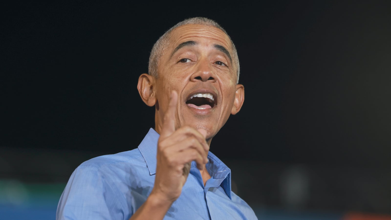 Former President Barack Obama speaks as he campaigns for Democratic presidential nominee, U.S. Vice President Kamala Harris, during a rally on October 24, 2024 in Clarkston, Georgia.