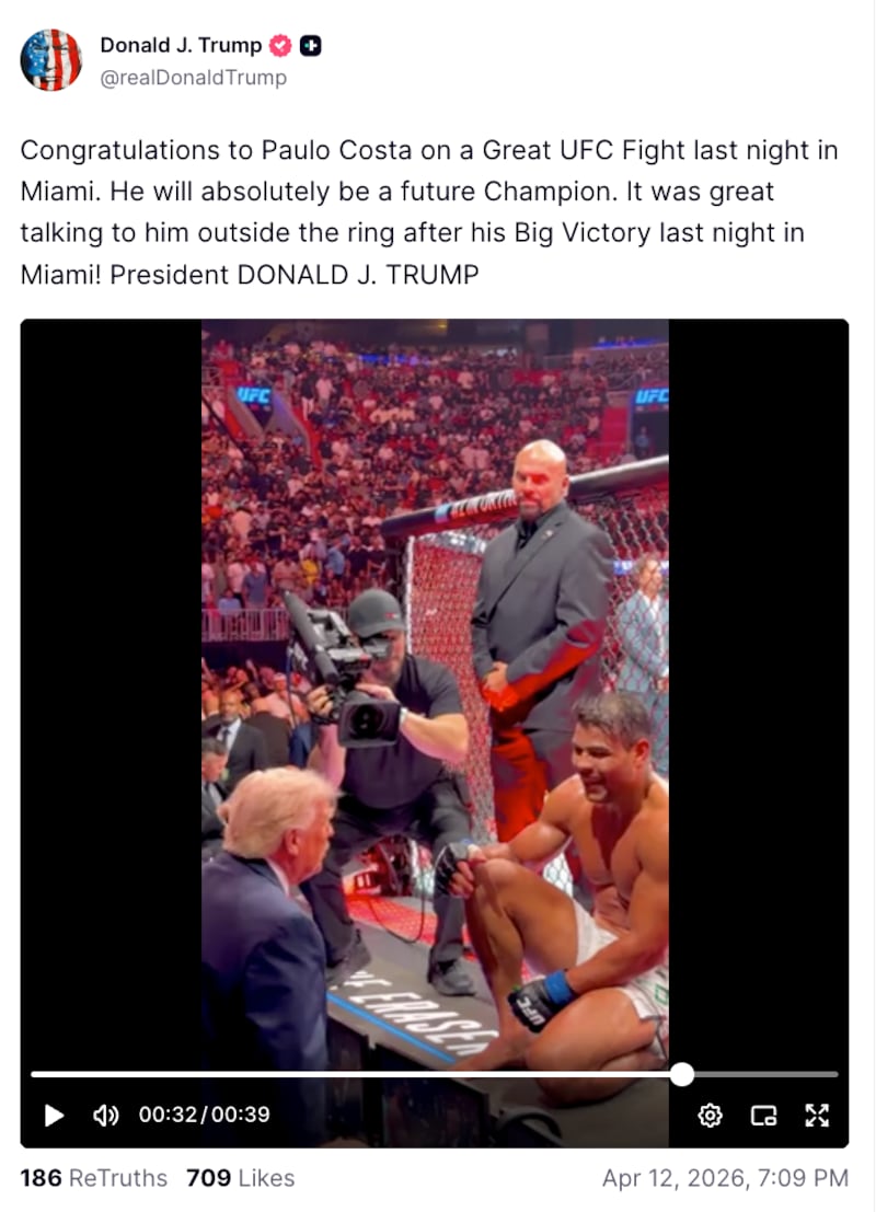 Donald Trump truth social ufc paulo costa