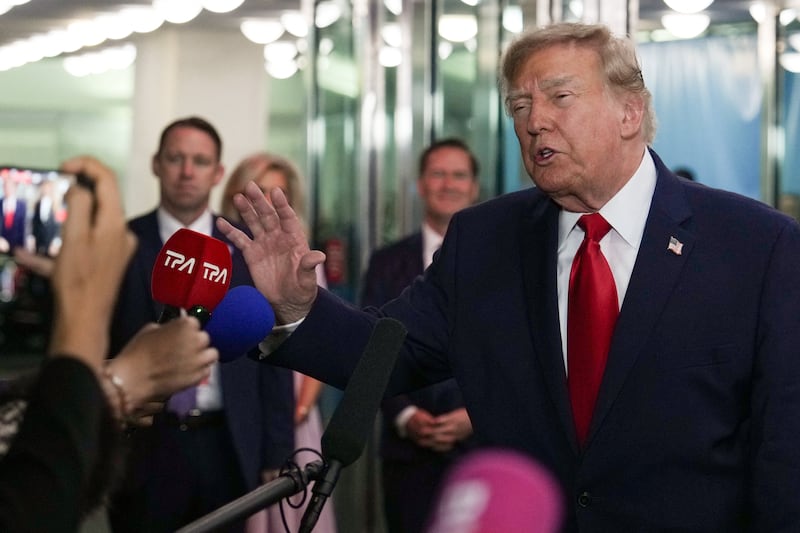 US President Donald Trump speaks to reporters as he arrives to attend the 81st United Nations General Assembly at UN headquarters in New York City, US, September 22, 2026.