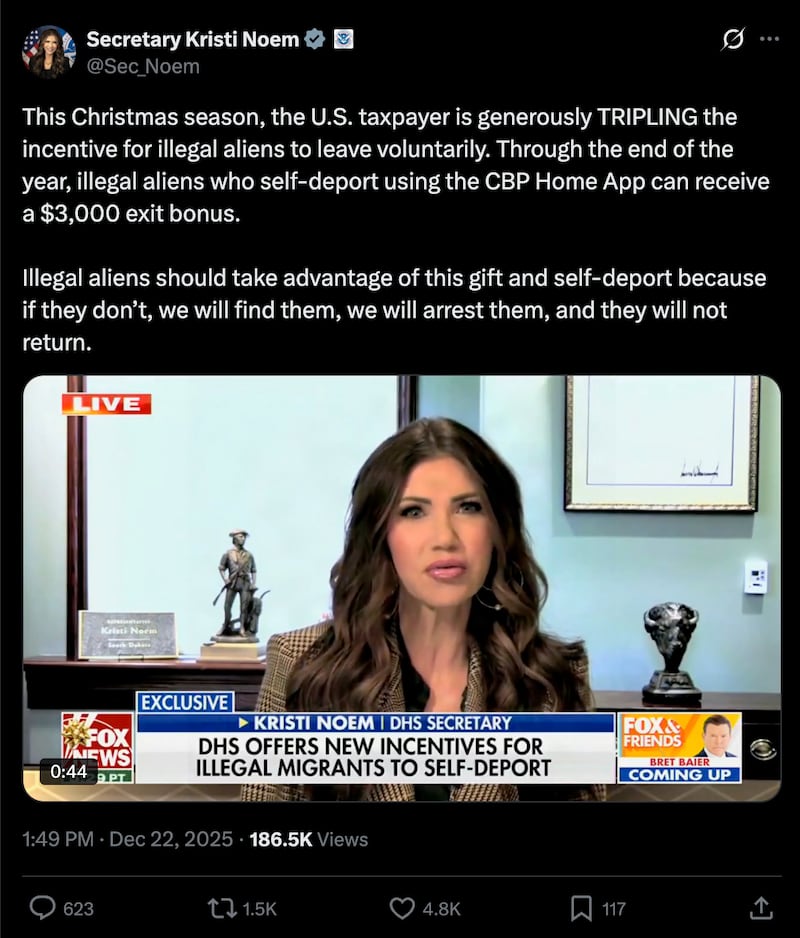Kristi Noem plugged the "gift" on X as well as during a TV appearance.