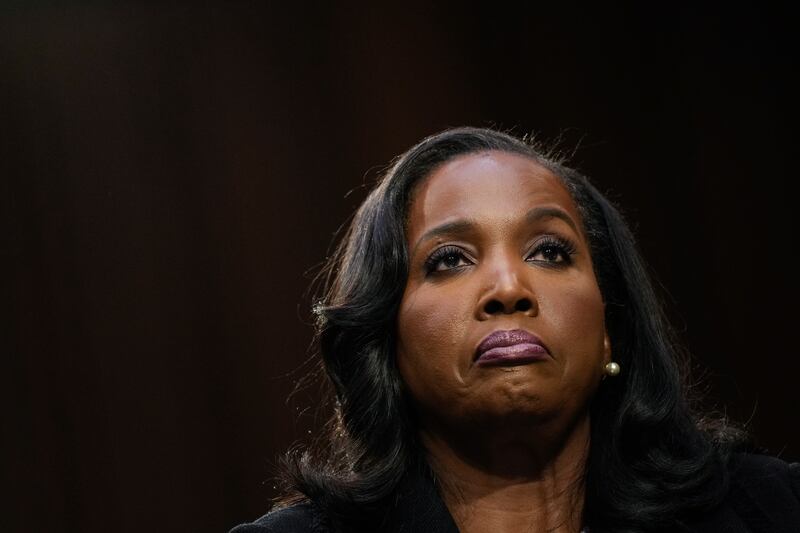 Lisa Cook testifies during a Senate Banking nominations hearing on June 21, 2023 in Washington, DC.