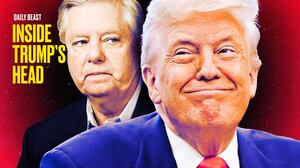 A photo illustration illo of Lindsey Graham and Donald Trump for Inside Trump's Head podcast.