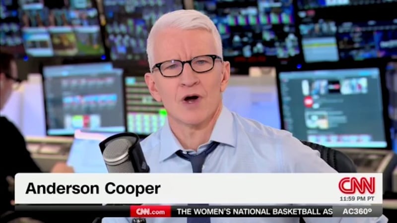 Anderson Cooper used a big podcast-style mic on Thursday.