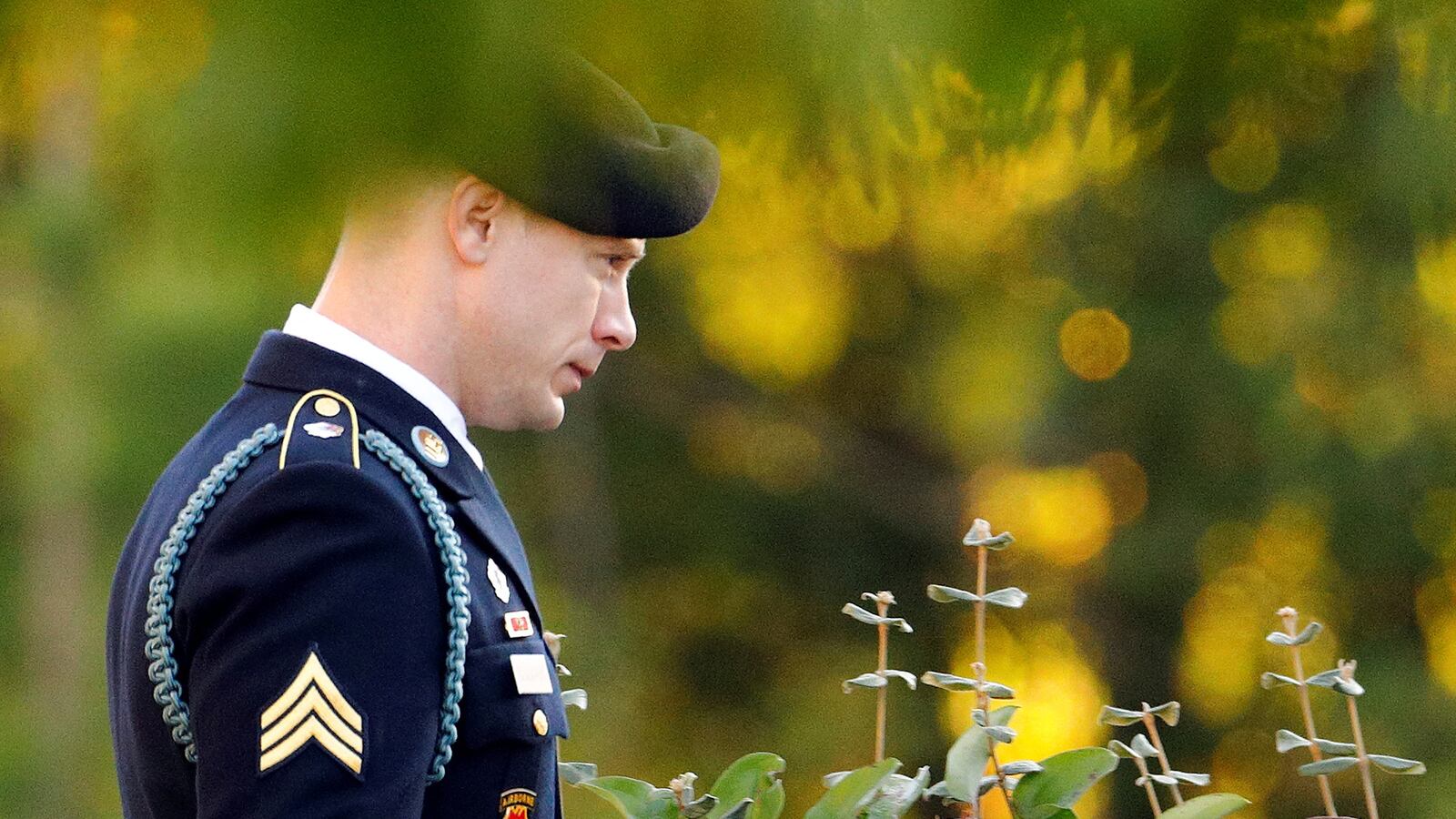 U.S. Army Sergeant Bowe Bergdahl walks out of the courthouse after the judge said he would continue deliberating on his sentence during Bergdahl’s court martial at Fort Bragg, North Carolina, Nov. 3, 2017.