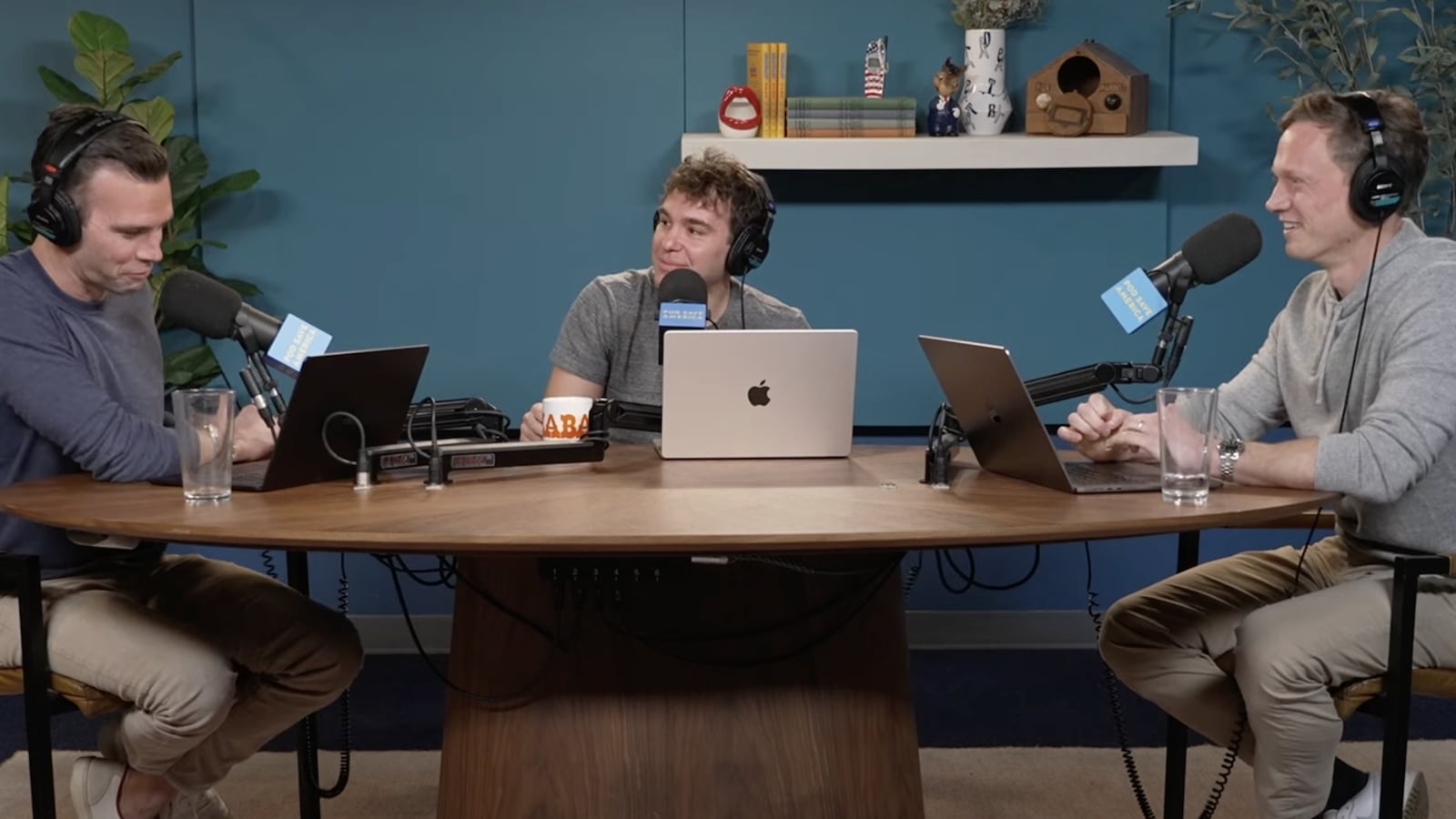 (L-R) Jon Favreau, Jon Lovett, and Tommy Vietor in a Jan. 7, 2025 episode of 'Pod Save America.'