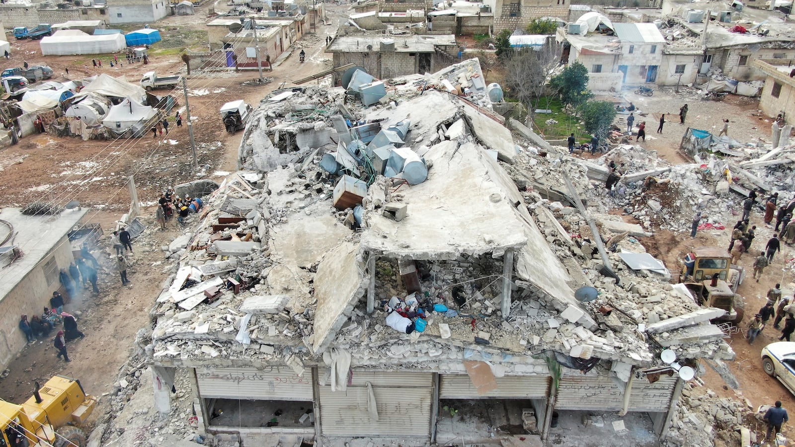 Destroyed buildings in Syria following the earthquake