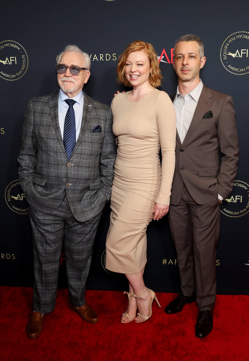 Actors Brian Cox, Sarah Snook and Jeremy Strong