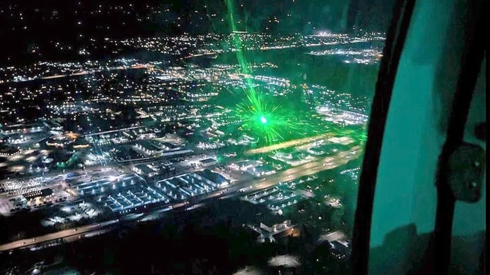 Laser is pointed at aircraft.