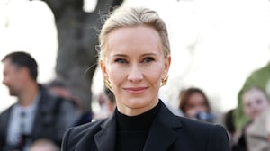 PARIS, FRANCE - MARCH 05: Amy Griffin attends the Schiaparelli Womenswear Fall/Winter 2026-2027 show as part of Paris Fashion Week on March 05, 2026 in Paris, France. (Photo by Pierre Suu/Getty Images)