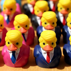 Rubber ducks shaped as U.S. President Donald Trump are seen at a store outside of the American Airlines Center ahead of the 2026 Republican National Committee (RNC) Midterm Convention on September 08, 2026 in Dallas, Texas. Trump will headline the RNC’s first-ever midterm convention as he aims to highlight his administration’s achievements and rally support for GOP candidates just two months before the November 3 general election.